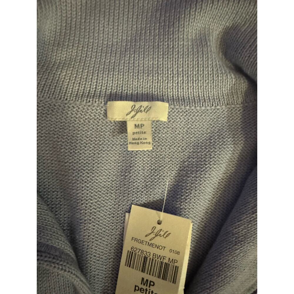 J. Jill Blue Cotton-Blend Button Down 3/4 Sleeve Cardigan Sweater Size MP Office - Picture 3 of 6